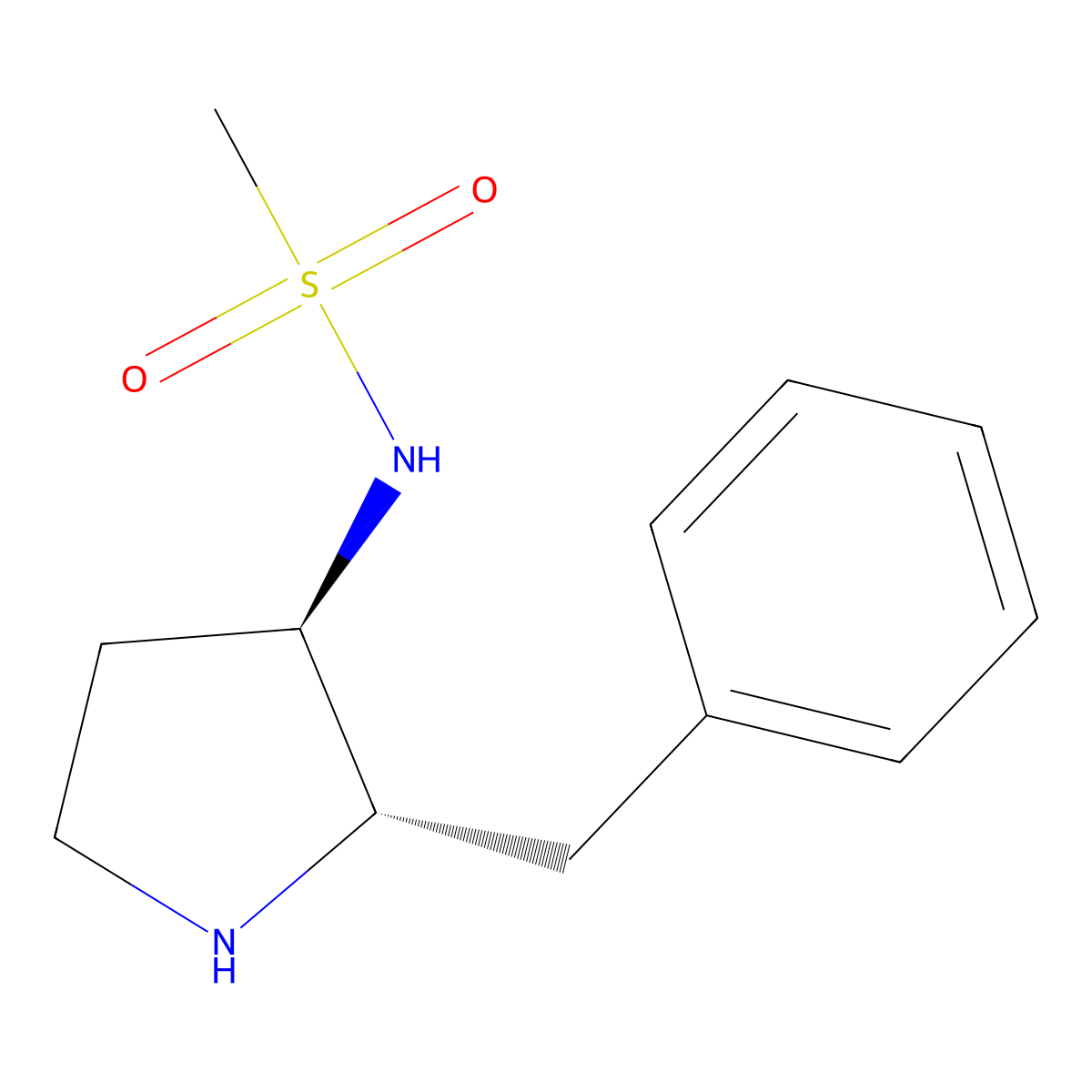 rel-N-((2S,3R)-2-benzylpyrrolidin-3-yl)methanesulfonamide molecular structure, CAS 1422063-50-0