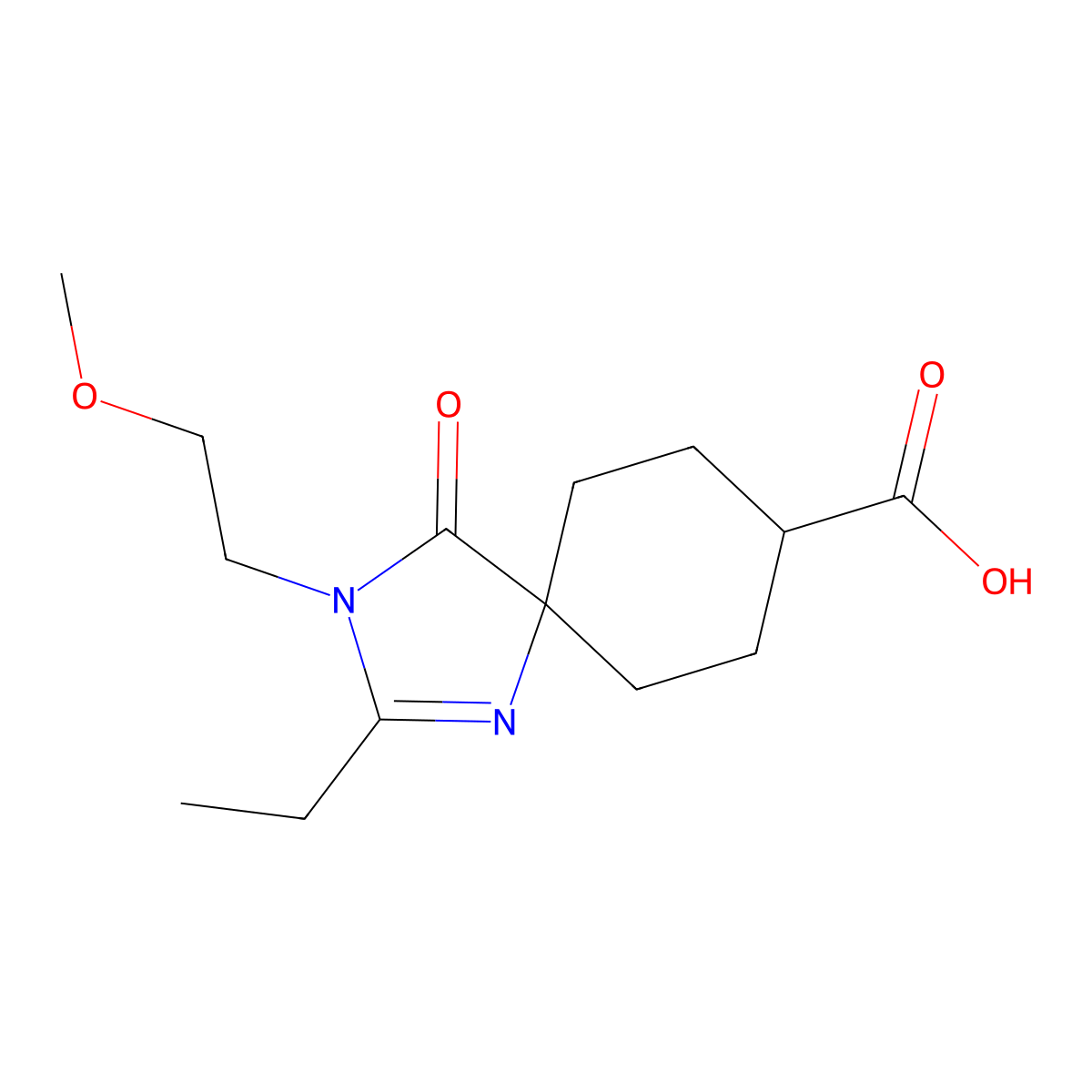 2-Ethyl-3-(2-Methoxyethyl)-4-Oxo-1,3-Diazaspiro[4.5]Dec-1-Ene-8-Carboxylic Acid molecular structure, CAS 1422063-58-8