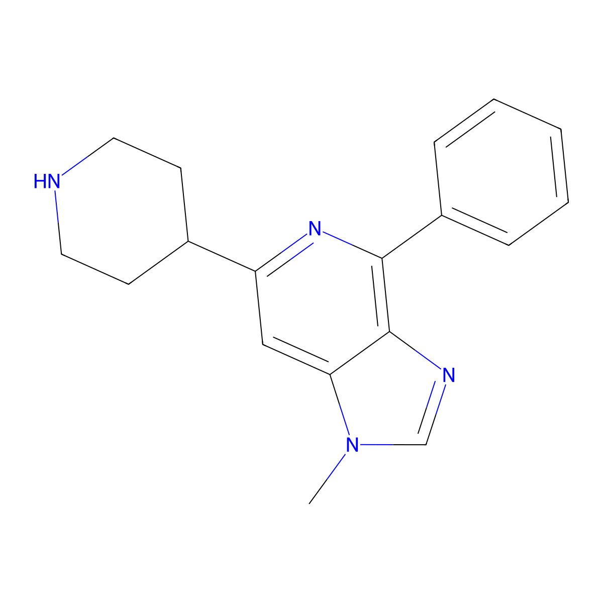 1-Methyl-4-phenyl-6-(piperidin-4-yl)-1H-imidazo[4,5-c]pyridine molecular structure, CAS 1422063-59-9