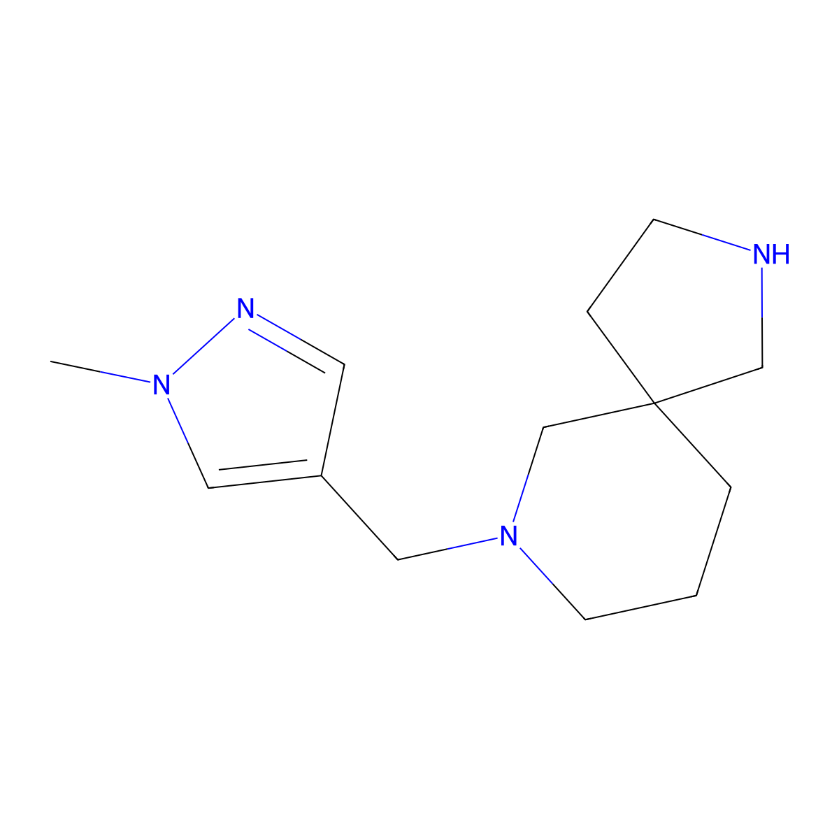 7-((1-Methyl-1H-pyrazol-4-yl)methyl)-2,7-diazaspiro[4.5]decane molecular structure, CAS 1422063-68-0