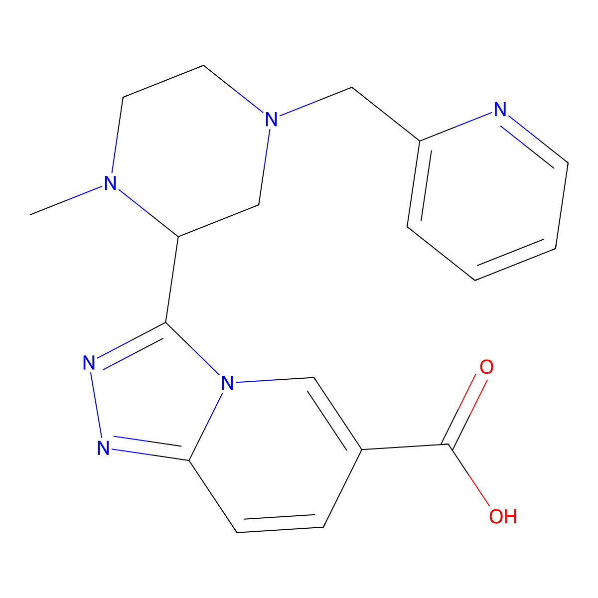 3-(1-Methyl-4-(pyridin-2-ylmethyl)piperazin-2-yl)-[1,2,4]triazolo[4,3-a]pyridine-6-carboxylic acid molecular structure, CAS 1422064-79-6