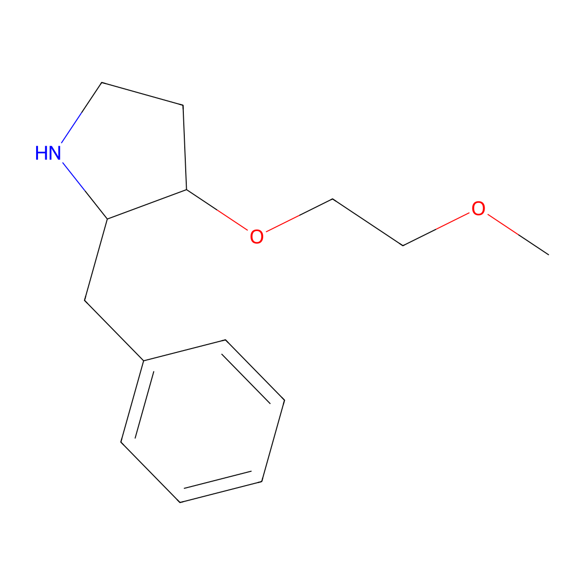 rel-(2S,3R)-2-benzyl-3-(2-methoxyethoxy)pyrrolidine molecular structure, CAS 1422064-81-0