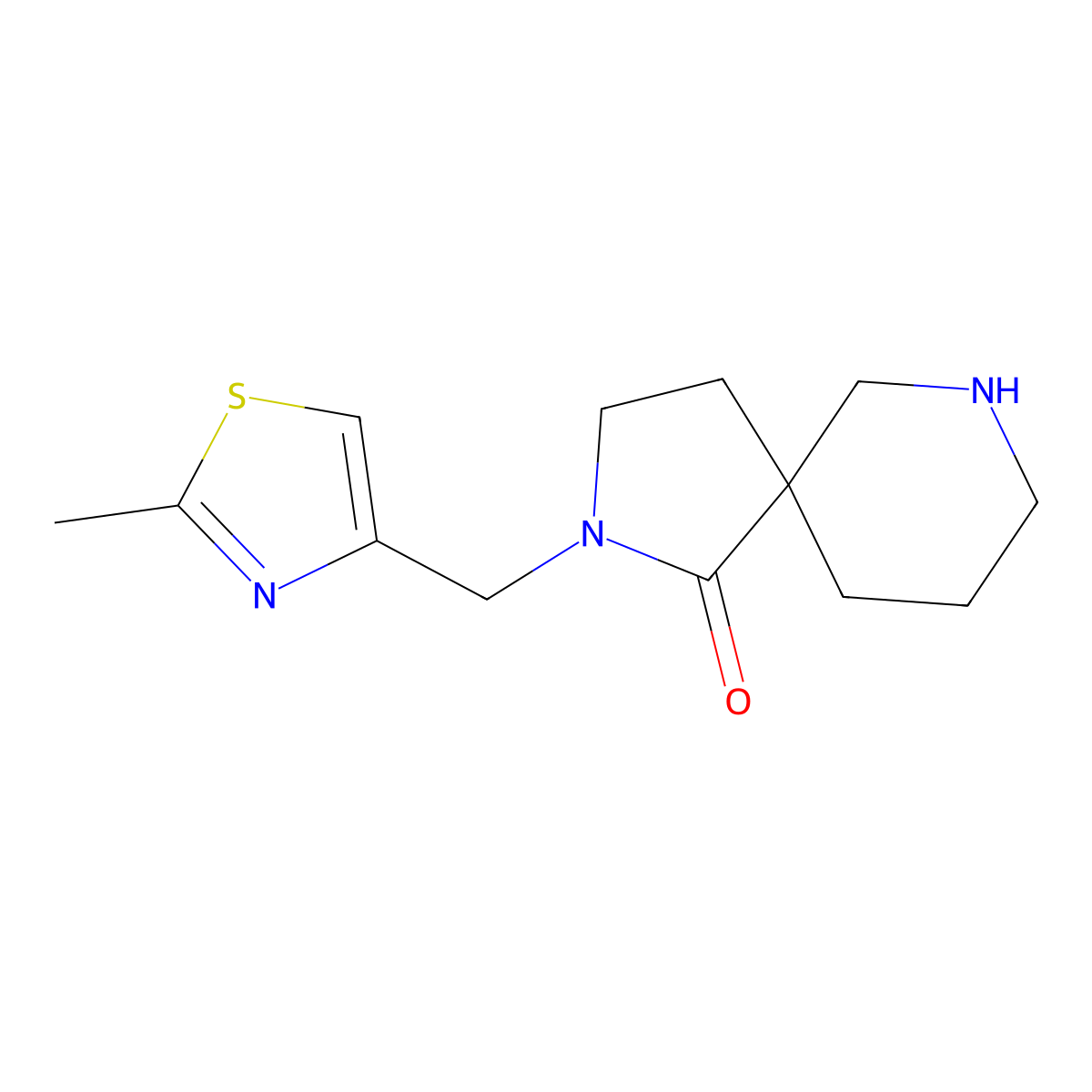 2-((2-Methylthiazol-4-yl)methyl)-2,7-diazaspiro[4.5]decan-1-one molecular structure, CAS 1422064-82-1