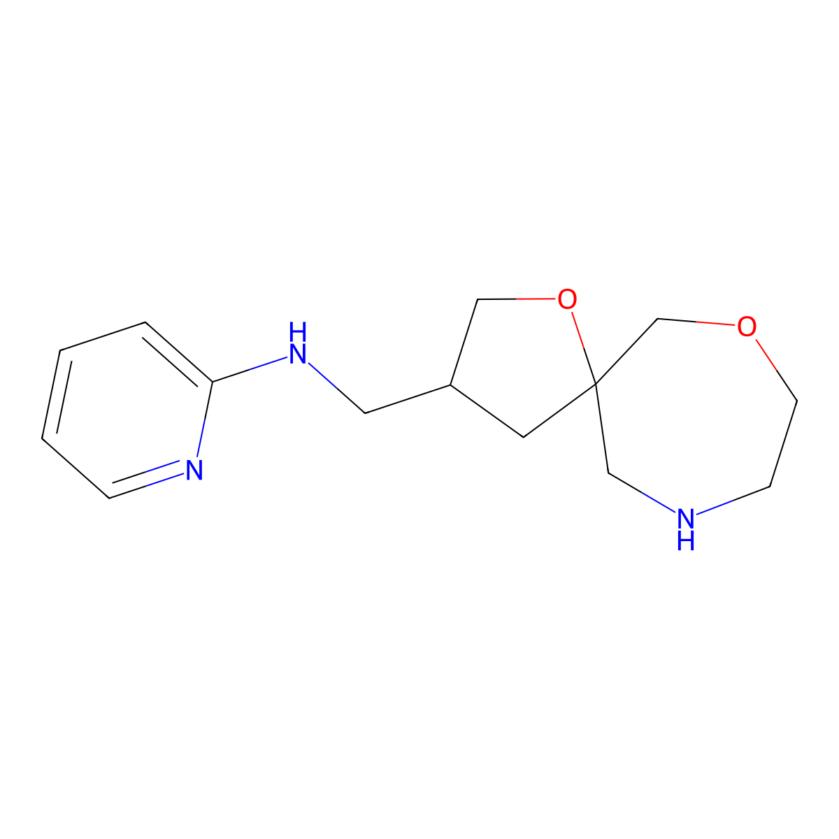 N-(1,7-dioxa-10-azaspiro[4.6]undecan-3-ylmethyl)pyridin-2-amine molecular structure, CAS 1422064-85-4
