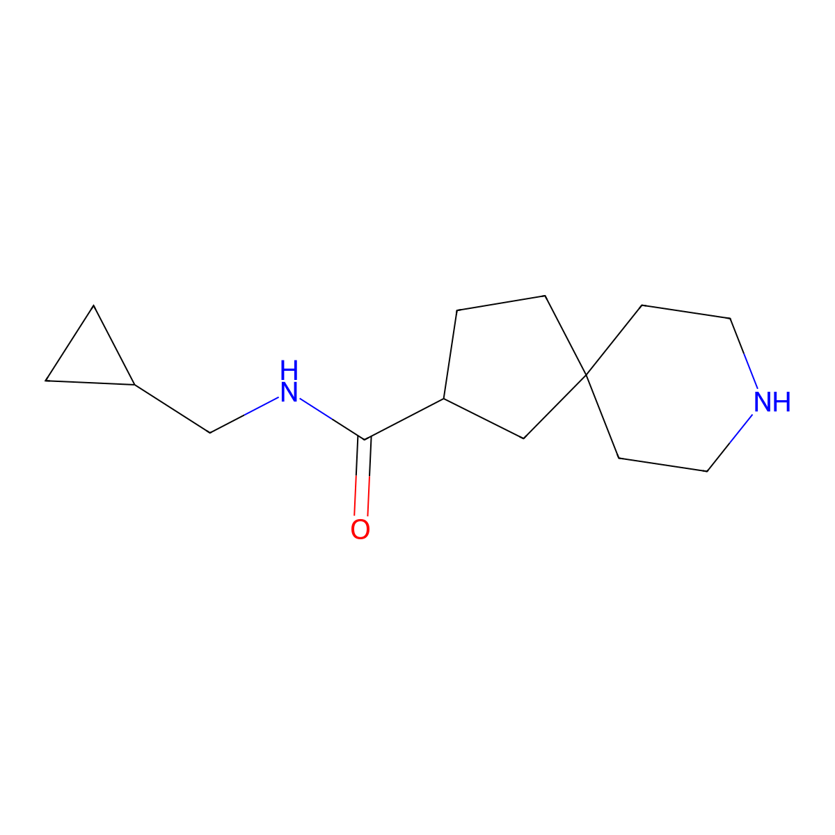 N-(Cyclopropylmethyl)-8-azaspiro[4.5]decane-2-carboxamide molecular structure, CAS 1422065-01-7