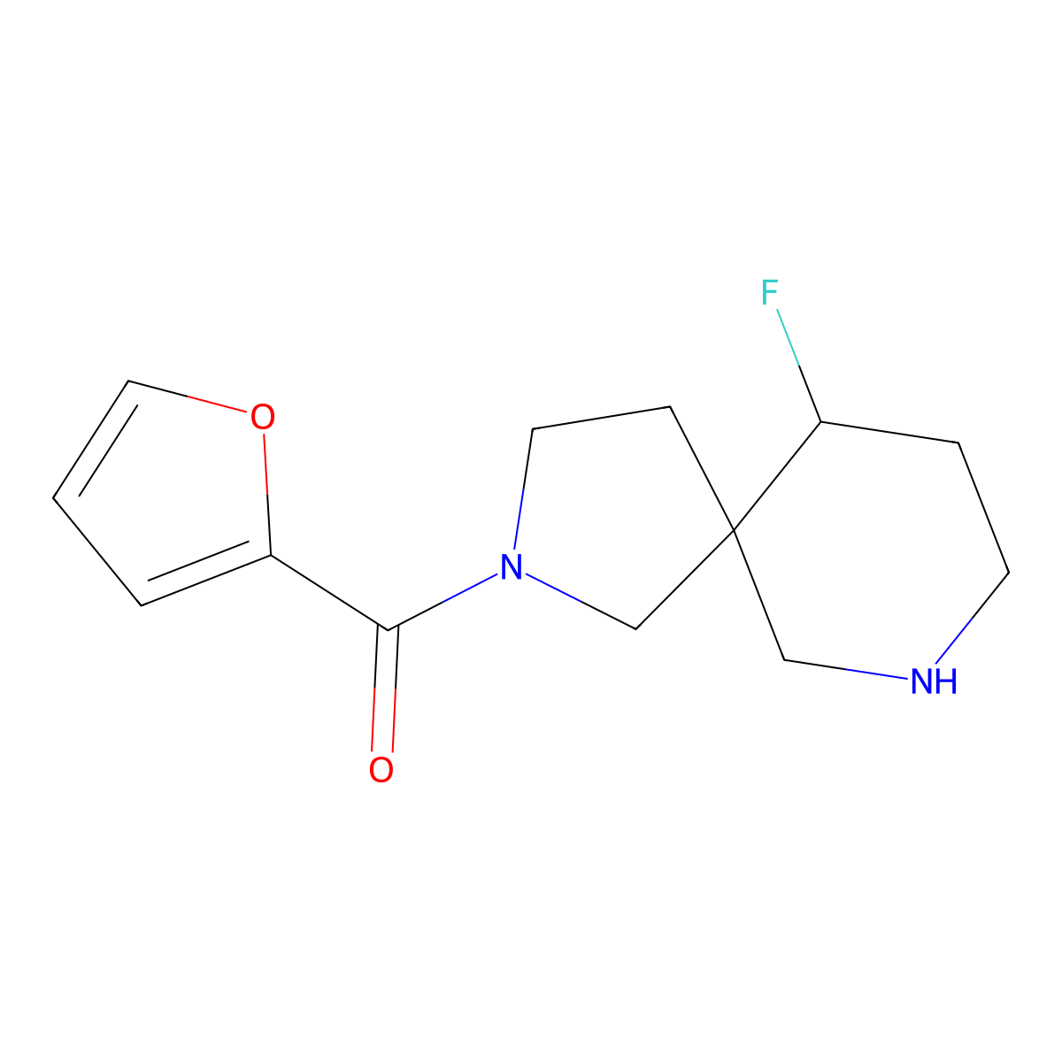 (10-Fluoro-2,7-diazaspiro[4.5]decan-2-yl)(furan-2-yl)methanone molecular structure, CAS 1422065-06-2