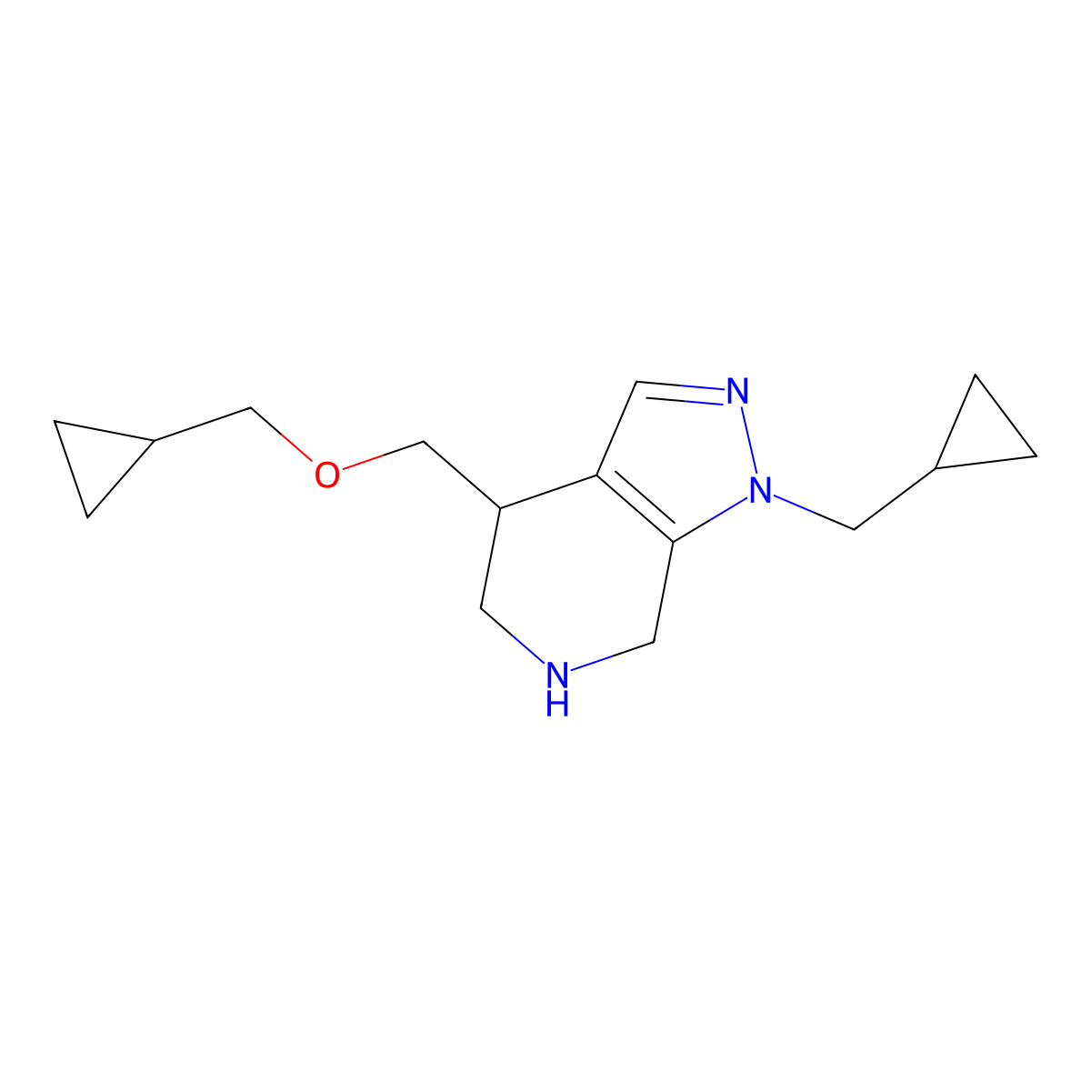 4-((Cyclopropylmethoxy)methyl)-1-(cyclopropylmethyl)-4,5,6,7-tetrahydro-1H-pyrazolo[3,4-c]pyridine molecular structure, CAS 1422065-17-5