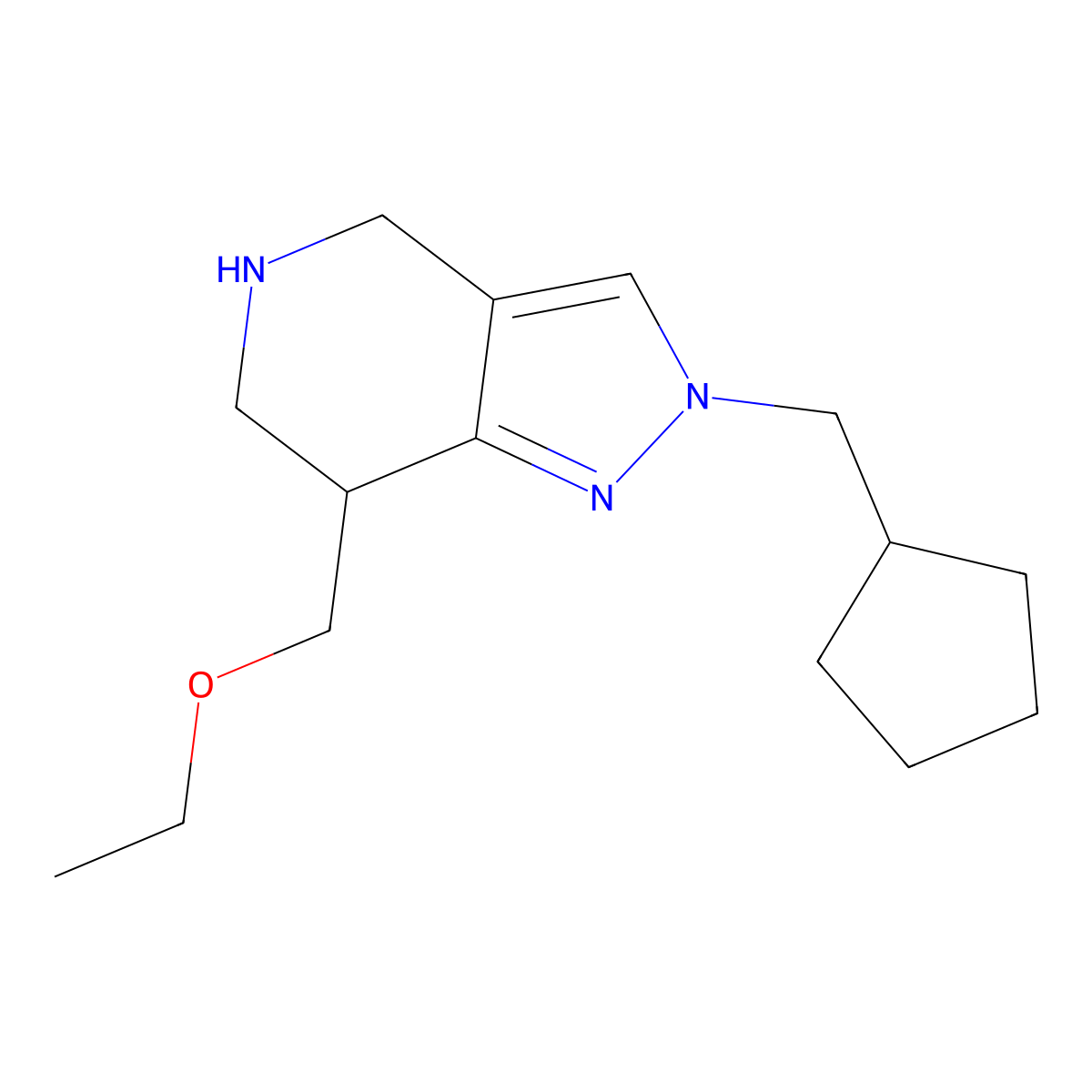 2-(Cyclopentylmethyl)-7-(ethoxymethyl)-4,5,6,7-tetrahydro-2H-pyrazolo[4,3-c]pyridine molecular structure, CAS 1422065-26-6