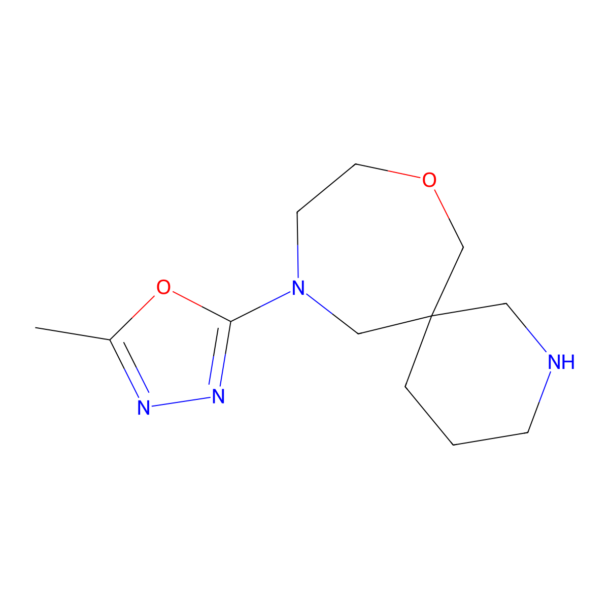 11-(5-Methyl-1,3,4-oxadiazol-2-yl)-8-oxa-2,11-diazaspiro[5.6]dodecane molecular structure, CAS 1422065-27-7