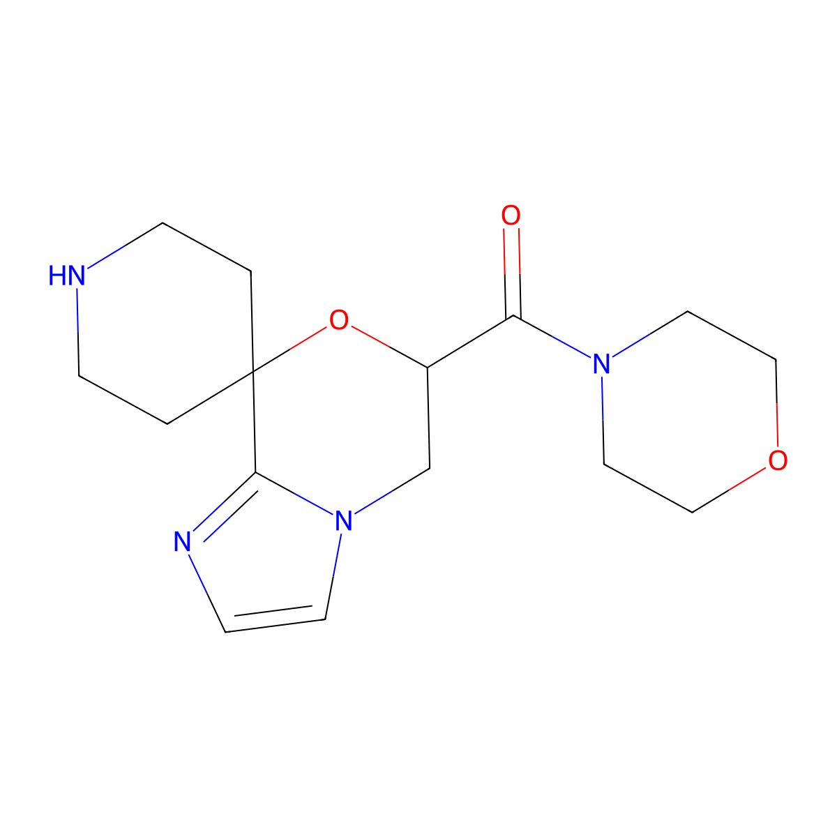 (5,6-Dihydrospiro[imidazo[2,1-c][1,4]oxazine-8,4'-piperidine]-6-yl)(morpholino)methanone molecular structure, CAS 1422065-30-2