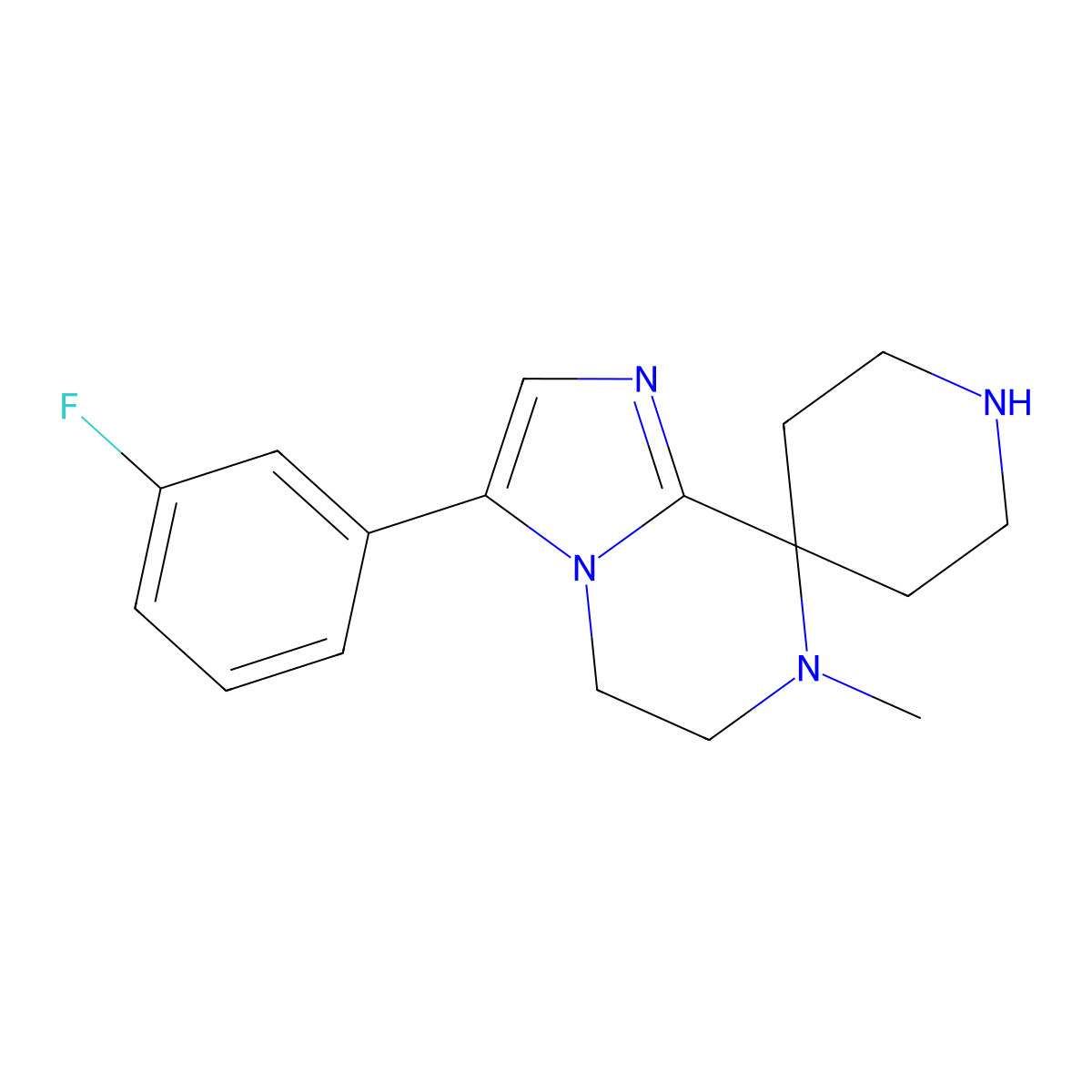 3-(3-fluorophenyl)-7-methyl-6,7-dihydro-5H-spiro[imidazo[1,2-a]pyrazine-8,4'-piperidine] molecular structure, CAS 1422065-38-0