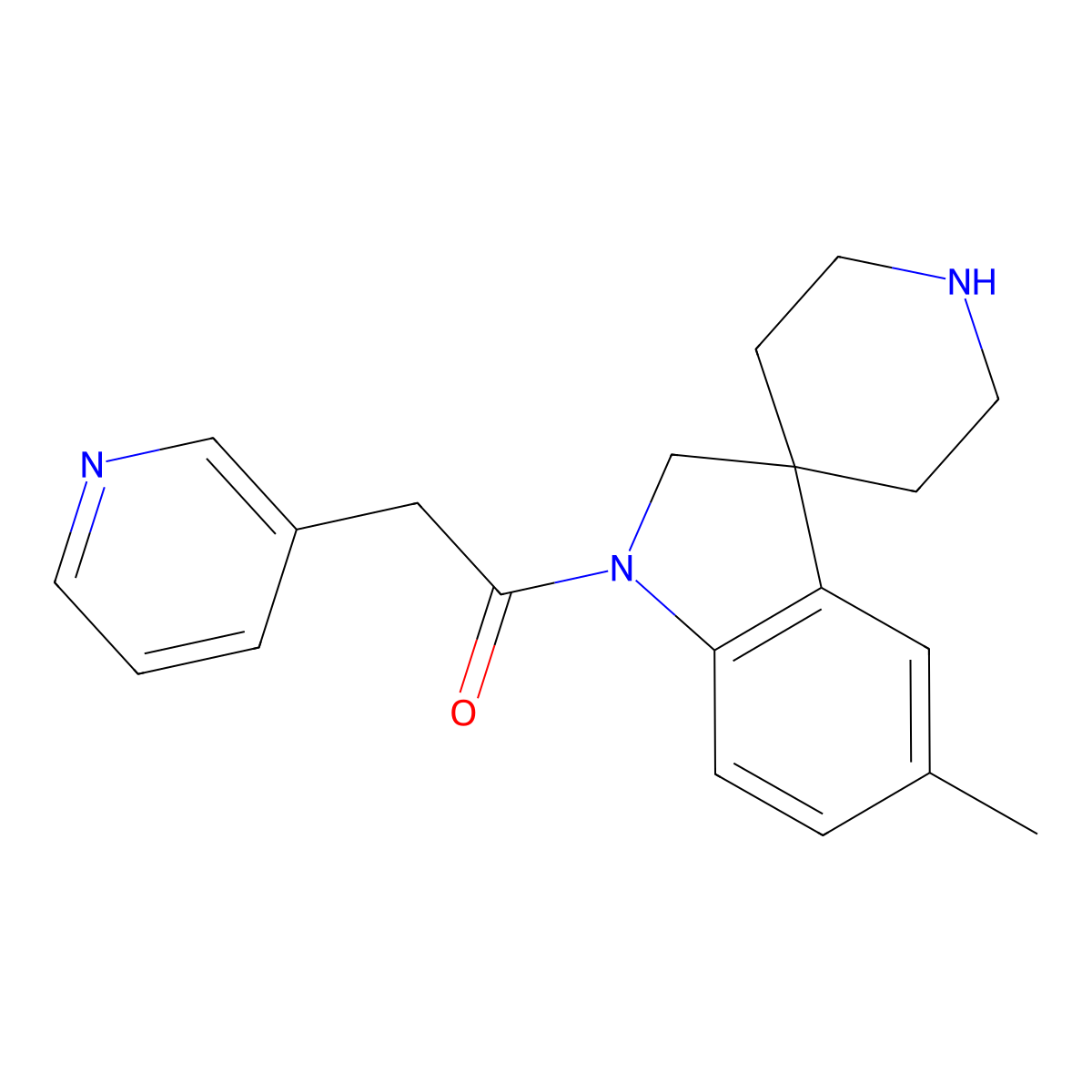 1-(5-Methylspiro[indoline-3,4'-piperidin]-1-yl)-2-(pyridin-3-yl)ethanone molecular structure, CAS 1422065-40-4