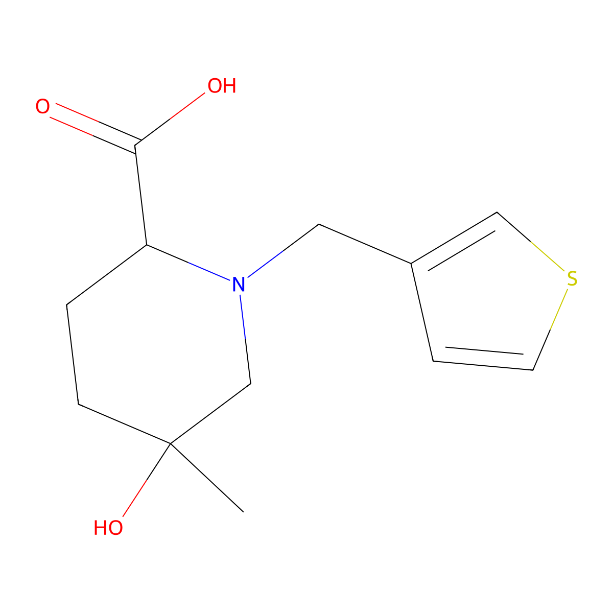 (2S,5S)-5-hydroxy-5-methyl-1-(thiophen-3-ylmethyl)piperidine-2-carboxylic acid molecular structure, CAS 1422065-50-6