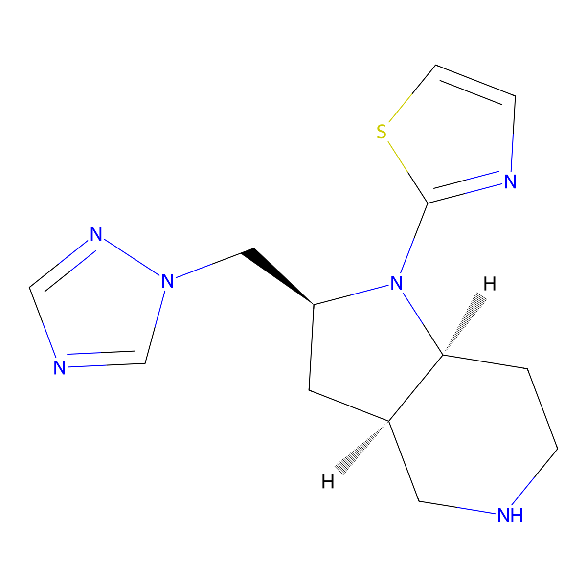2-[(2S,3aR,7aS)-2-(1,2,4-triazol-1-ylmethyl)-2,3,3a,4,5,6,7,7a-octahydropyrrolo[3,2-c]pyridin-1-yl]-1,3-thiazole molecular structure, CAS 1422065-62-0