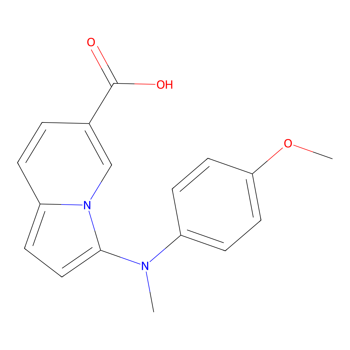 3-((4-Methoxyphenyl)(methyl)amino)indolizine-6-carboxylic acid molecular structure, CAS 1422065-66-4
