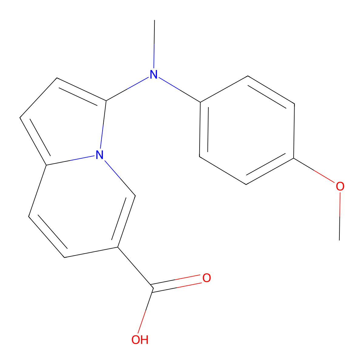 3-((4-Methoxyphenyl)(methyl)amino)indolizine-6-carboxylic acid molecular structure, CAS 1422065-66-4