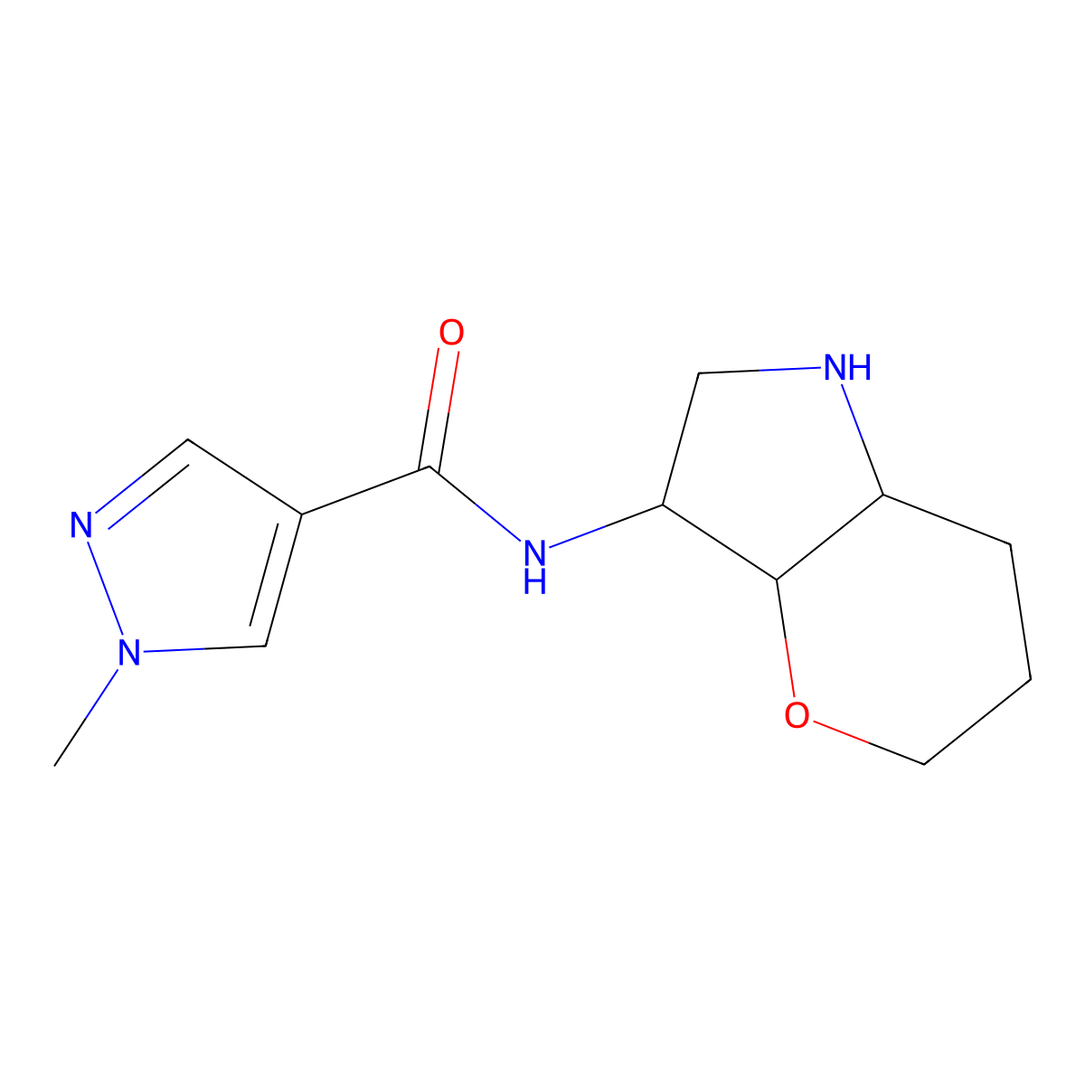 N-[(3R,3aS,7aR)-1,2,3,3a,5,6,7,7a-octahydropyrano[3,2-b]pyrrol-3-yl]-1-methylpyrazole-4-carboxamide molecular structure, CAS 1422065-86-8