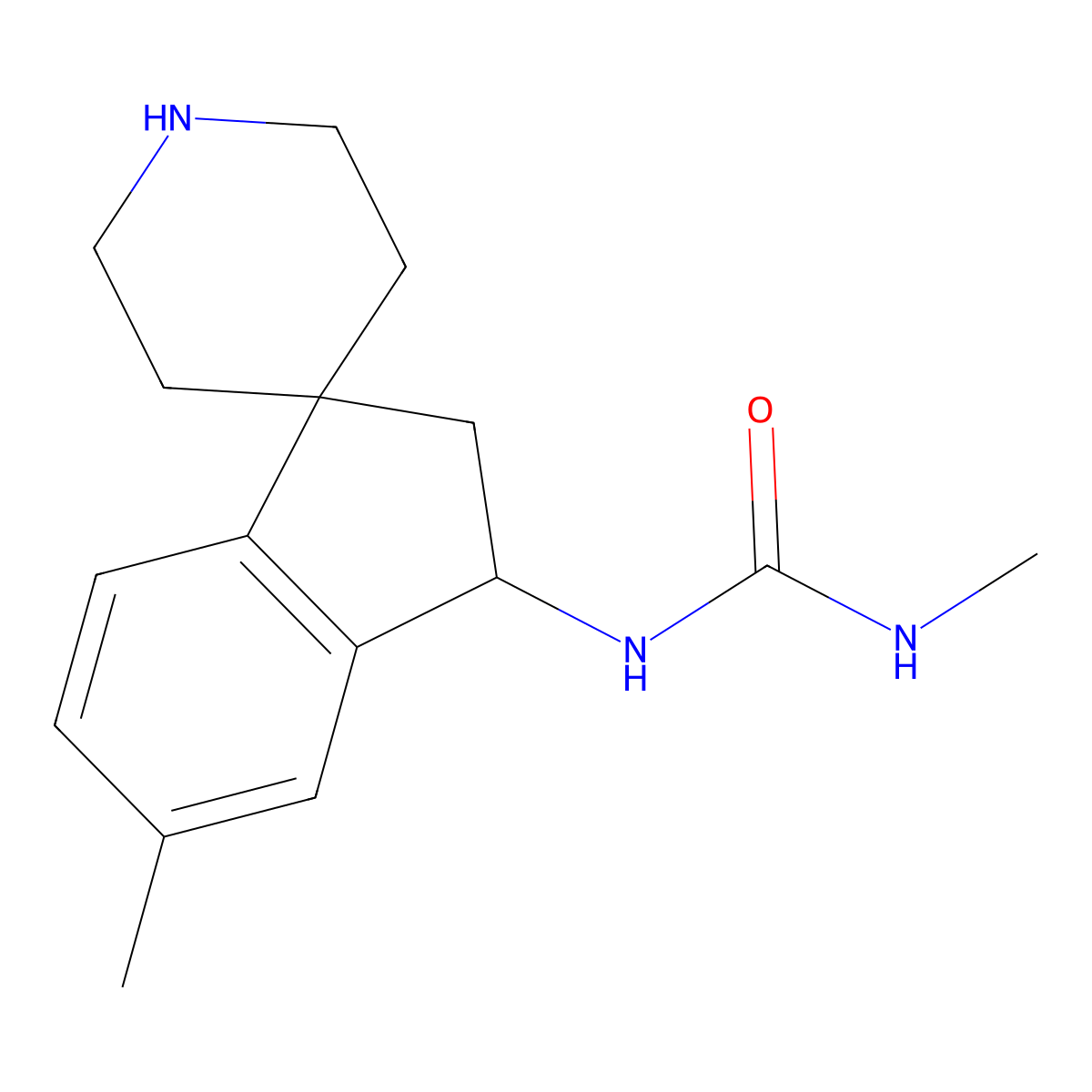 1-Methyl-3-(6-methylspiro[1,2-dihydroindene-3,4'-piperidine]-1-yl)urea molecular structure, CAS 1422065-88-0