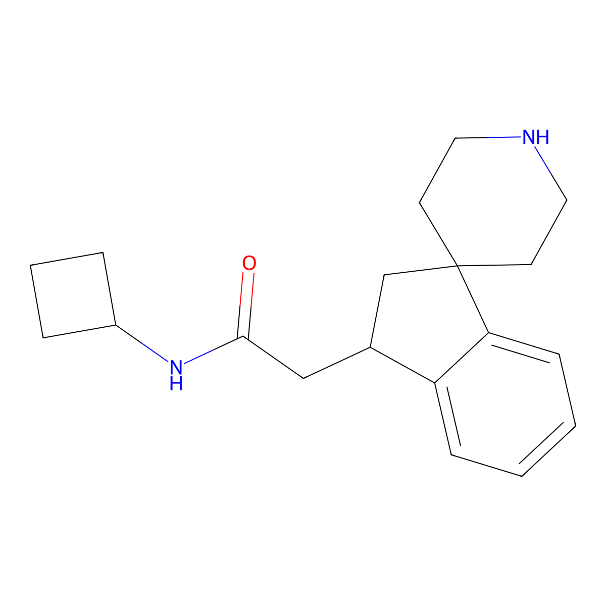 N-Cyclobutyl-2-(2,3-dihydrospiro[indene-1,4'-piperidin]-3-yl)acetamide molecular structure, CAS 1422065-95-9