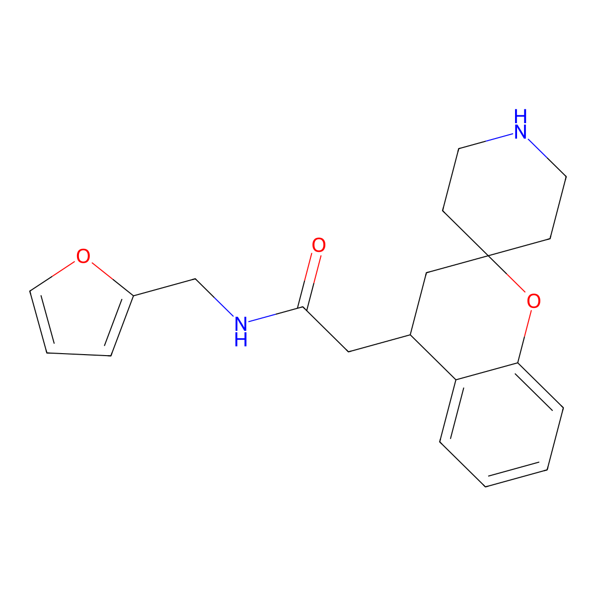 N-(Furan-2-ylmethyl)-2-(spiro[chroman-2,4'-piperidin]-4-yl)acetamide molecular structure, CAS 1422066-09-8