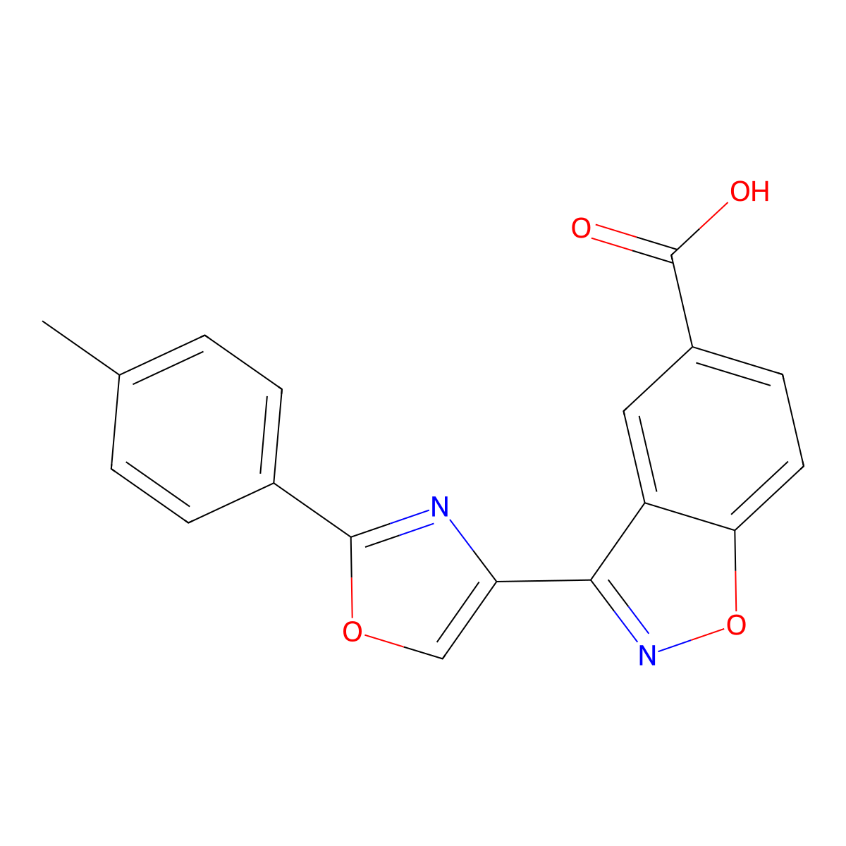 3-(2-(p-Tolyl)oxazol-4-yl)benzo[d]isoxazole-5-carboxylic acid molecular structure, CAS 1422066-11-2
