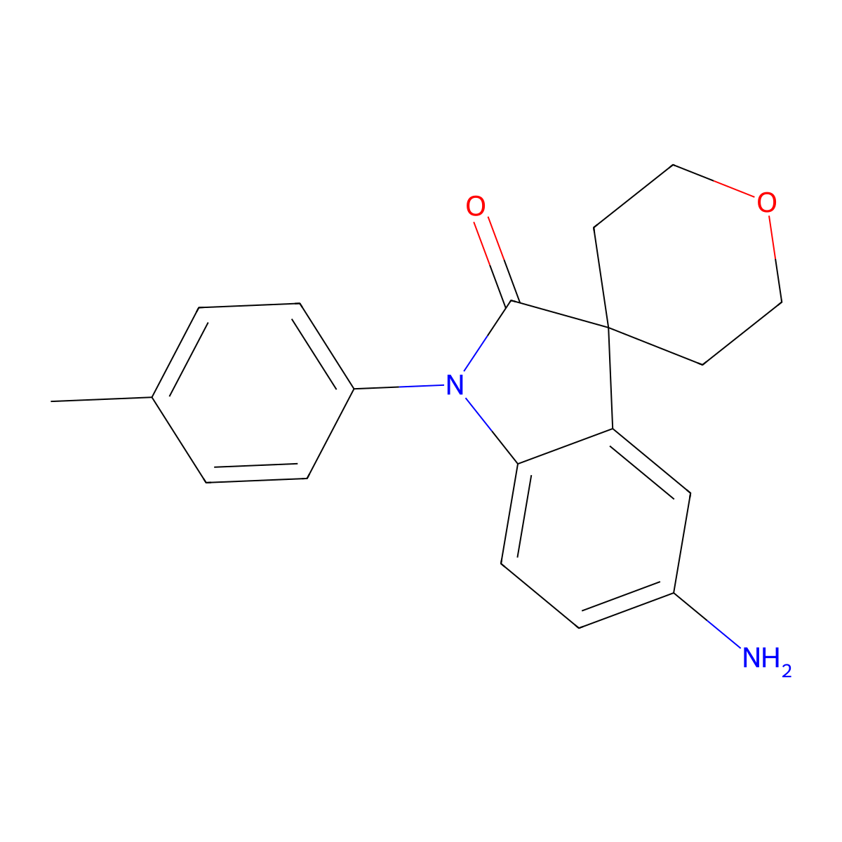 5-Amino-1-(p-tolyl)-2',3',5',6'-tetrahydrospiro[indoline-3,4'-pyran]-2-one molecular structure, CAS 1422066-17-8