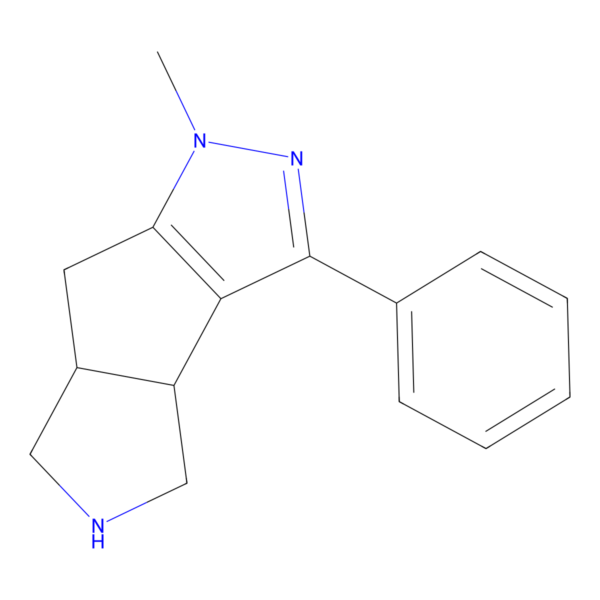 (3bS,6aS)-1-methyl-3-phenyl-3b,4,5,6,6a,7-hexahydro-1H-pyrrolo[3',4':3,4]cyclopenta[1,2-c]pyrazole molecular structure, CAS 1422066-36-1