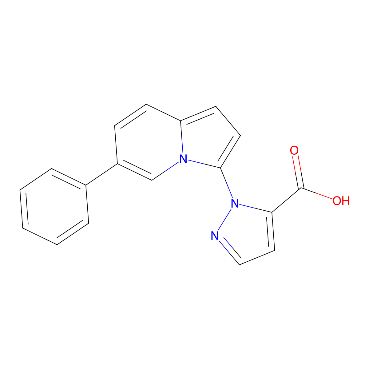 1-(6-Phenylindolizin-3-yl)-1H-pyrazole-5-carboxylic acid molecular structure, CAS 1422066-38-3
