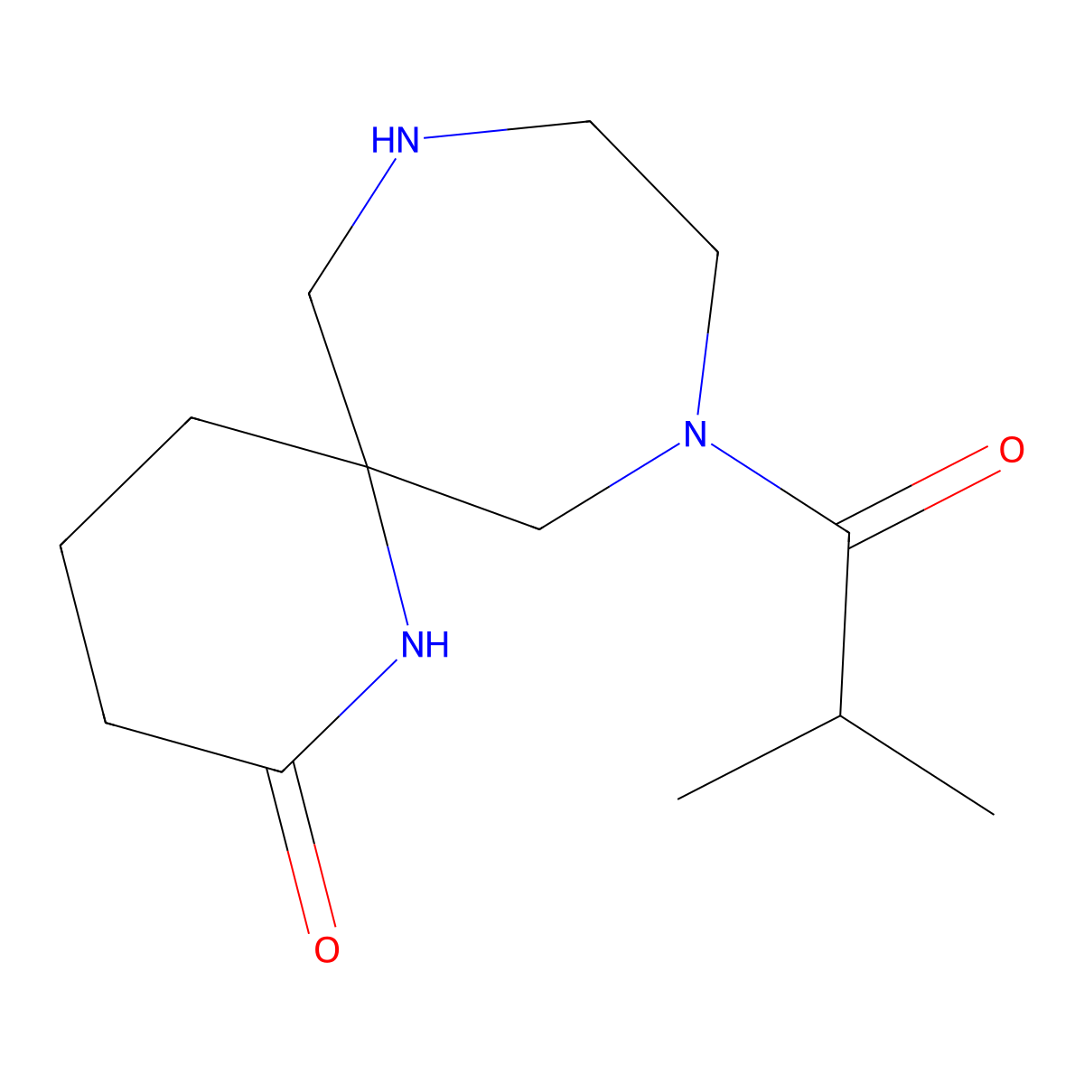 8-Isobutyryl-1,8,11-Triazaspiro[5.6]Dodecan-2-One molecular structure, CAS 1422066-39-4