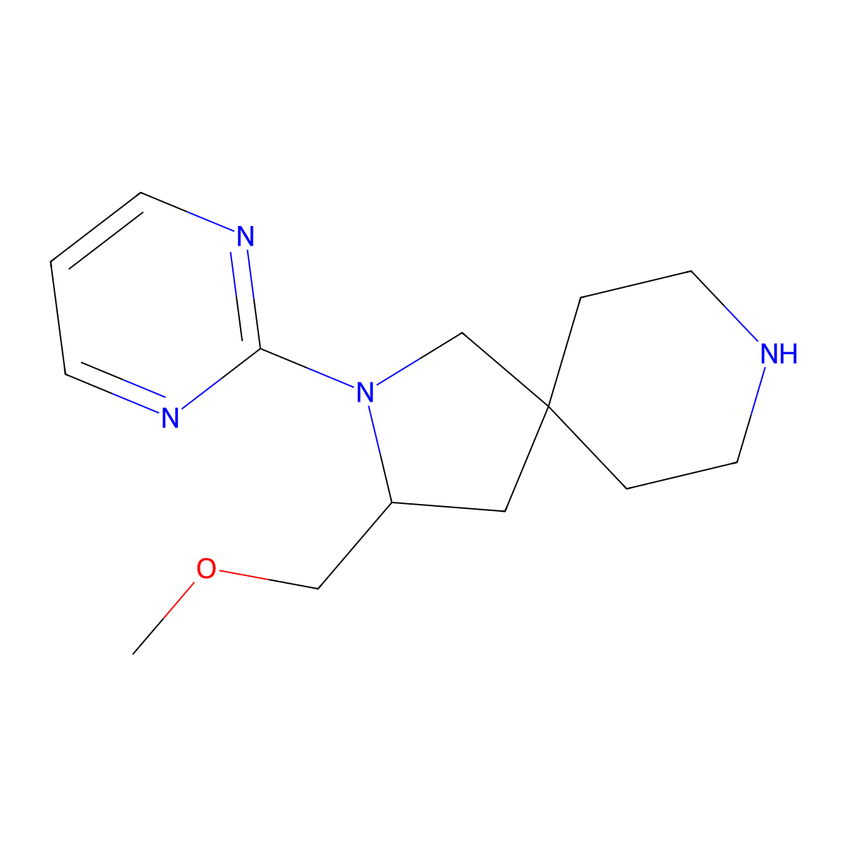 3-(Methoxymethyl)-2-pyrimidin-2-yl-2,8-diazaspiro[4.5]decane molecular structure, CAS 1422066-47-4