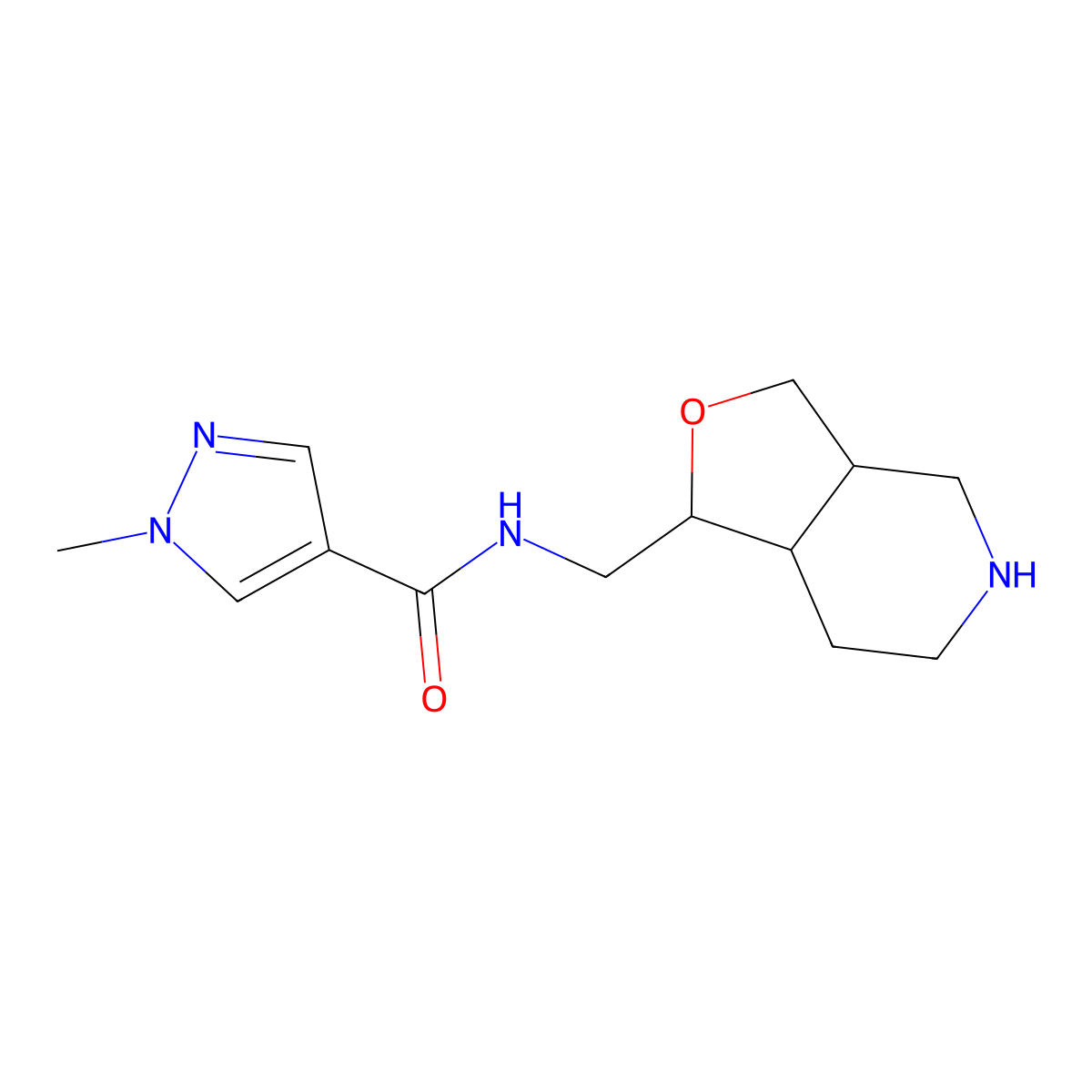 Rel-1-Methyl-N-(((1S,3As,7As)-Octahydrofuro[3,4-C]Pyridin-1-Yl)Methyl)-1H-Pyrazole-4-Carboxamide molecular structure, CAS 1422066-53-2