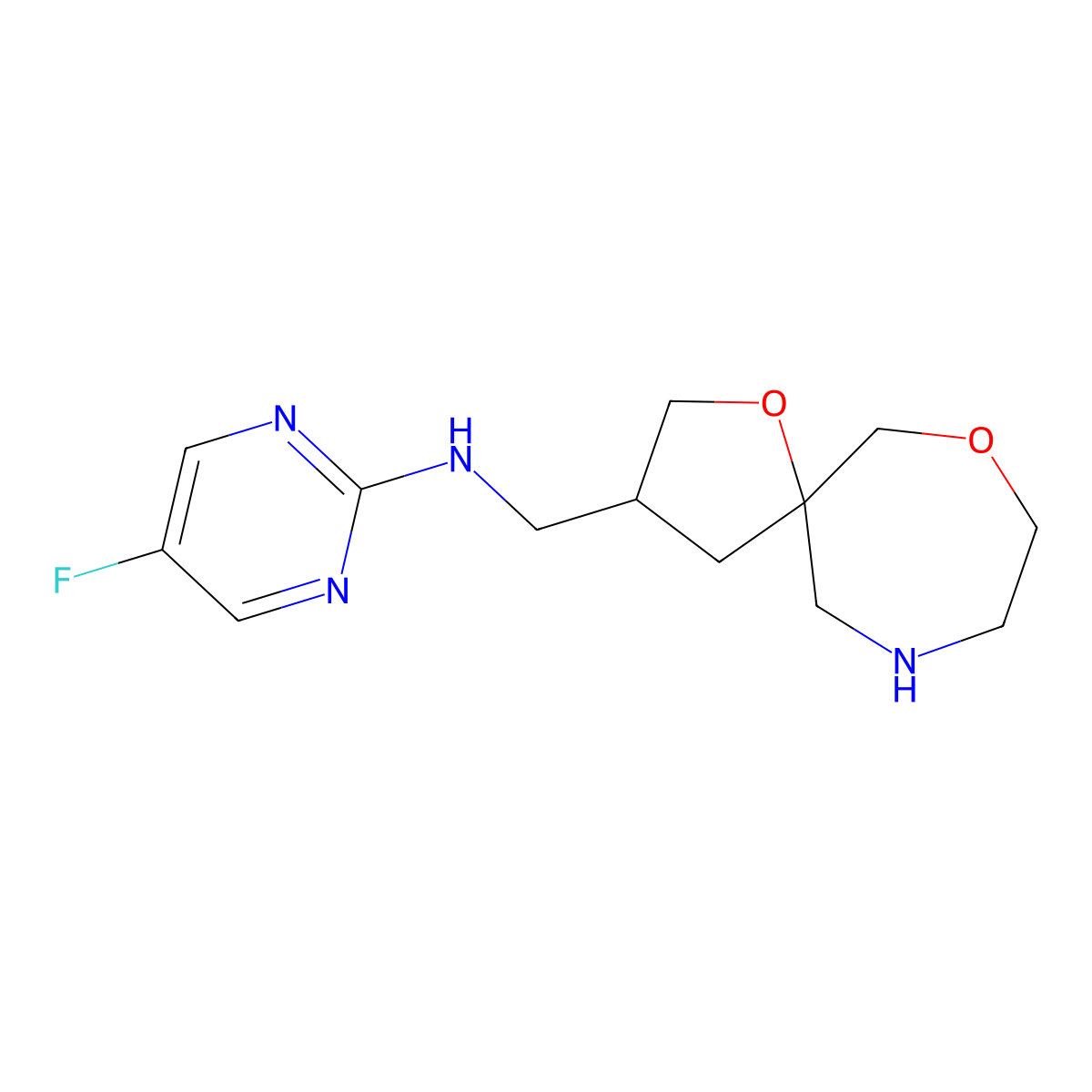 N-(1,7-Dioxa-10-Azaspiro[4.6]Undecan-3-Ylmethyl)-5-Fluoropyrimidin-2-Amine molecular structure, CAS 1422066-59-8