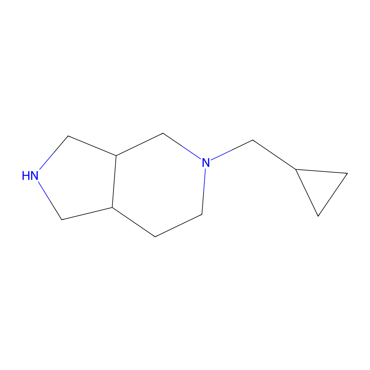rel-(3aR,7aR)-5-(cyclopropylmethyl)octahydro-1H-pyrrolo[3,4-c]pyridine molecular structure, CAS 1422066-63-4