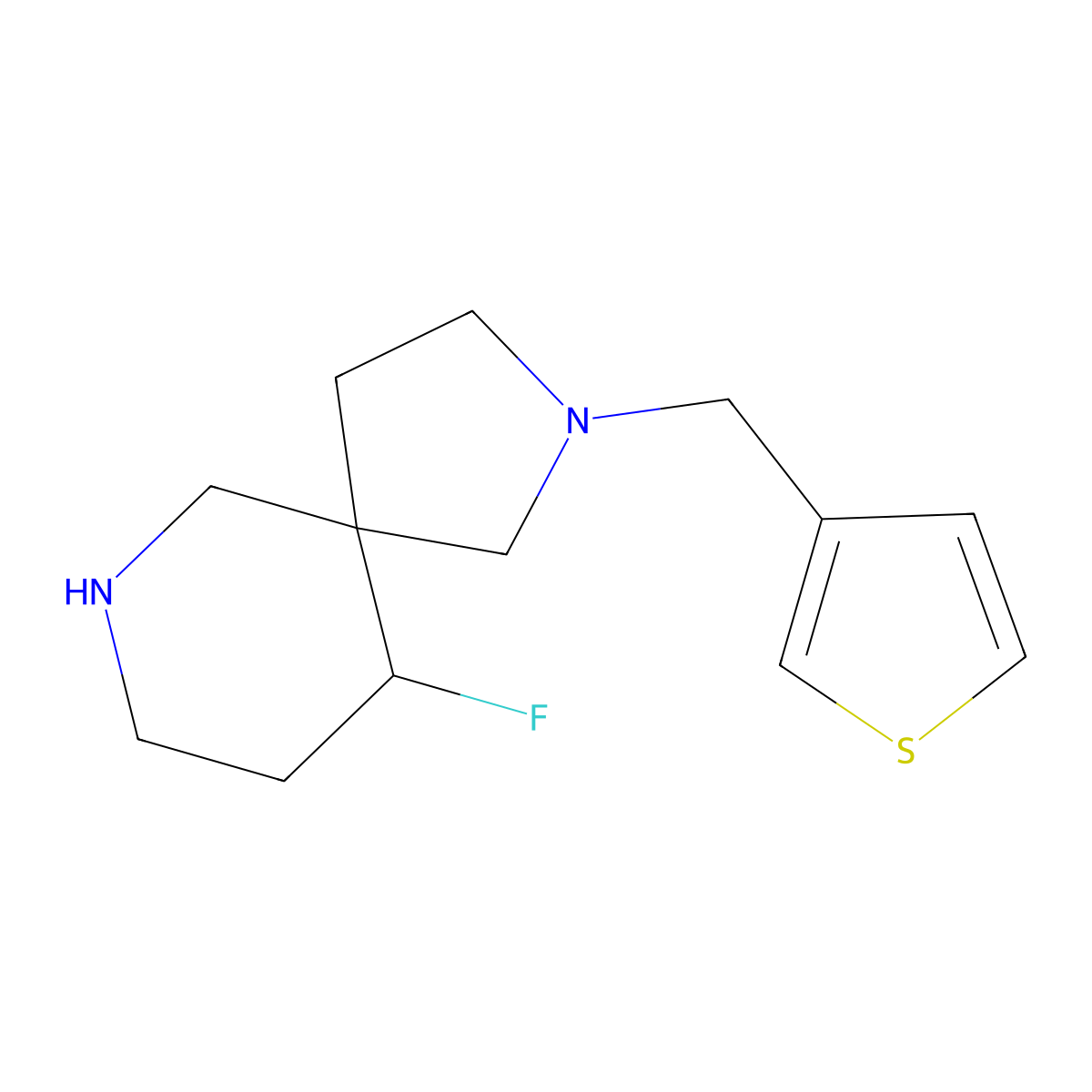 10-Fluoro-2-(thiophen-3-ylmethyl)-2,7-diazaspiro[4.5]decane molecular structure, CAS 1422066-66-7