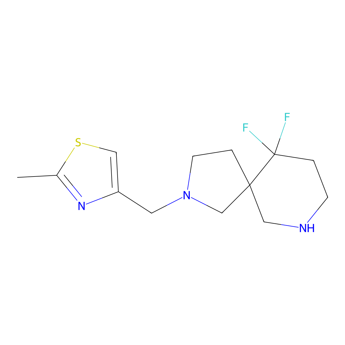 4-((10,10-Difluoro-2,7-diazaspiro[4.5]decan-2-yl)methyl)-2-methylthiazole molecular structure, CAS 1422066-67-8
