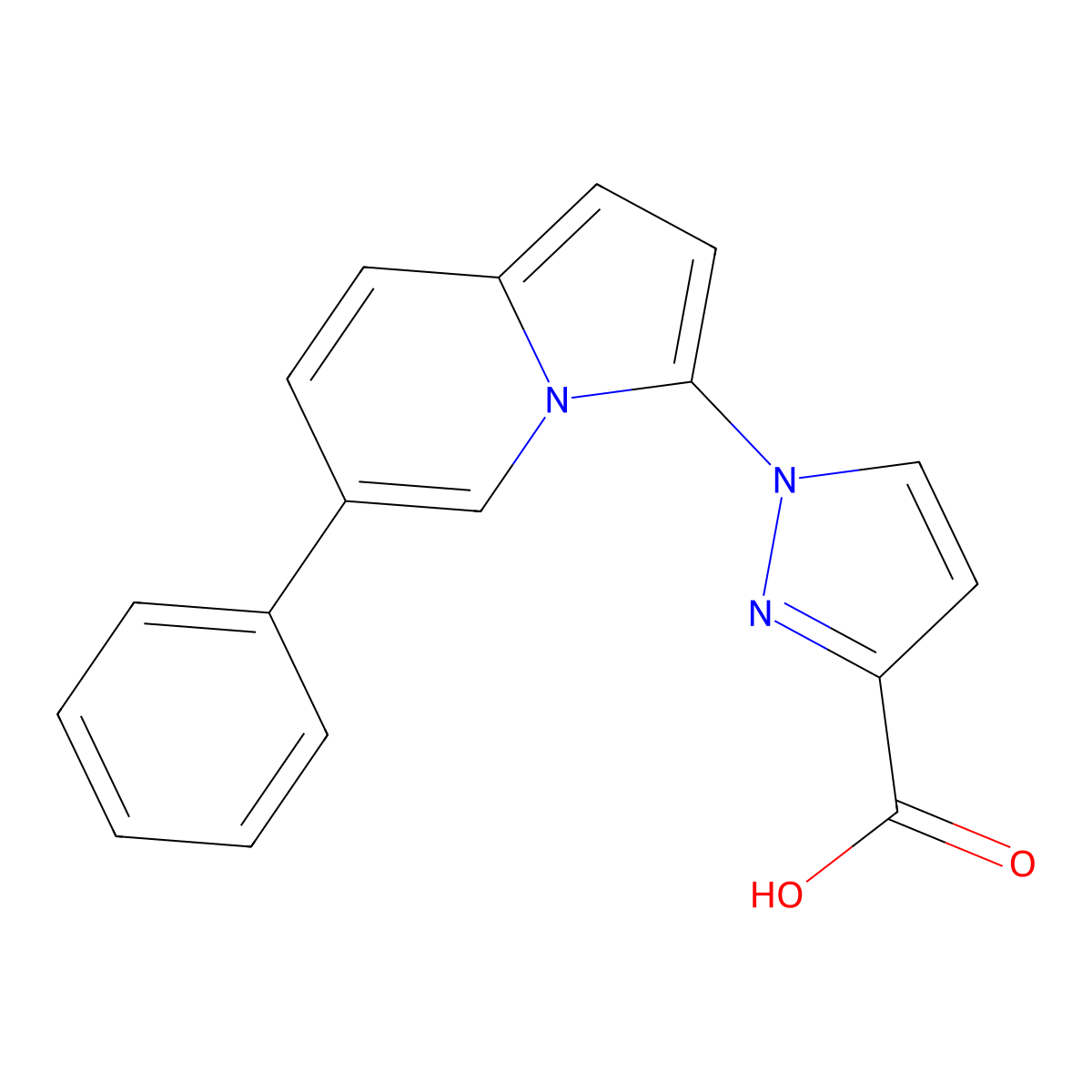 1-(6-Phenylindolizin-3-yl)-1H-pyrazole-3-carboxylic acid molecular structure, CAS 1422066-85-0