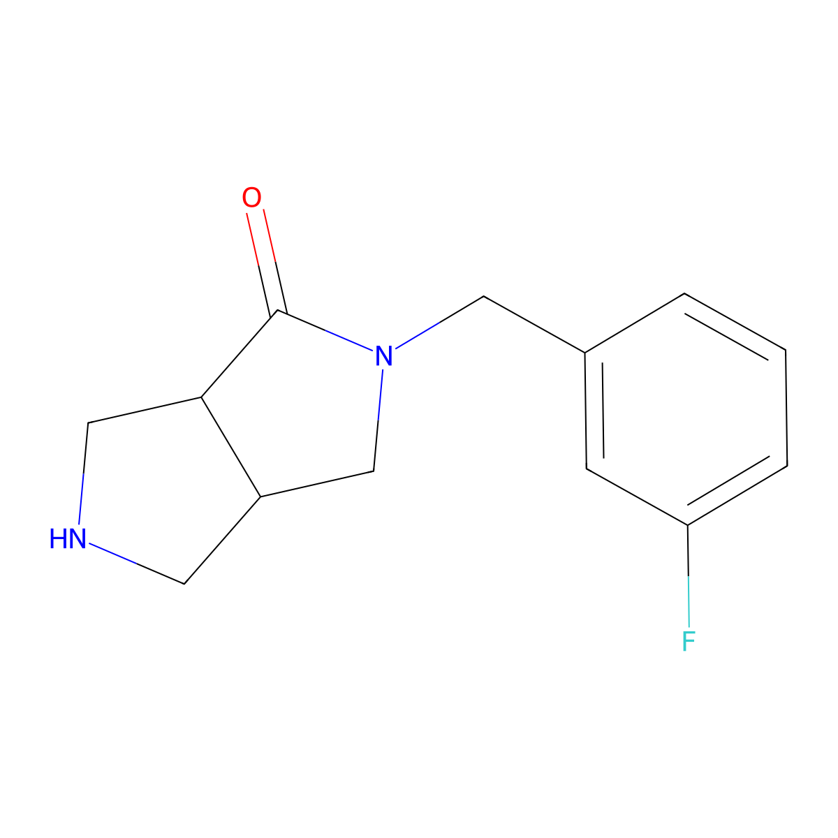 (3aR,6aS)-5-[(3-fluorophenyl)methyl]-1,2,3,3a,6,6a-hexahydropyrrolo[3,4-c]pyrrol-4-one molecular structure, CAS 1422067-05-7