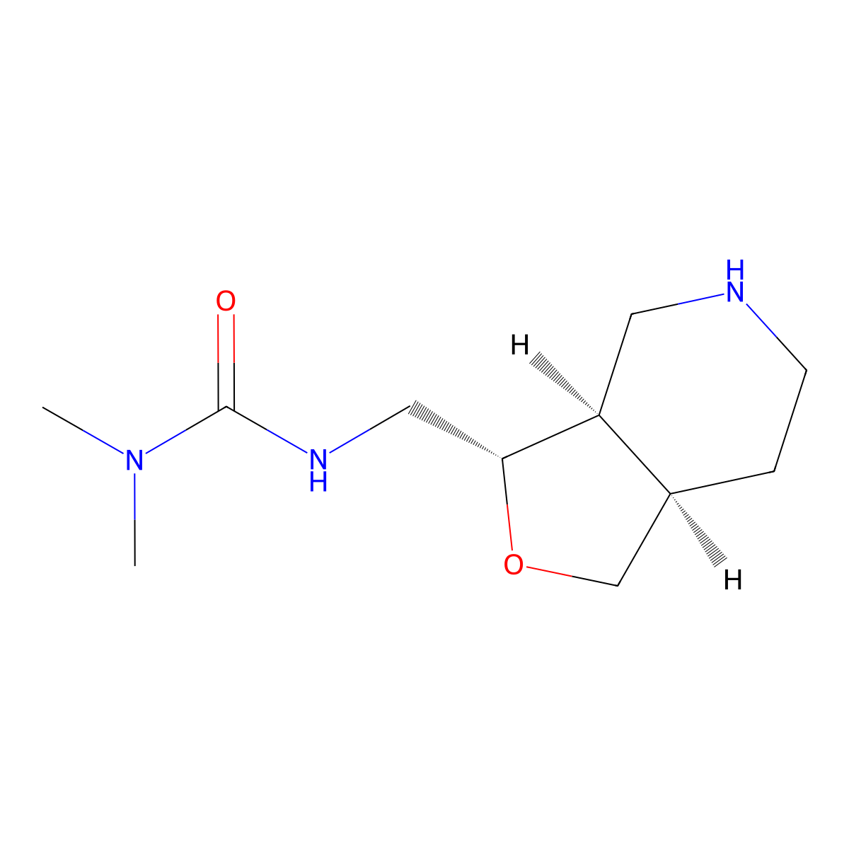 1,1-dimethyl-3-(((3S,3aR,7aR)-octahydrofuro[3,4-c]pyridin-3-yl)methyl)urea molecular structure, CAS 1422067-09-1
