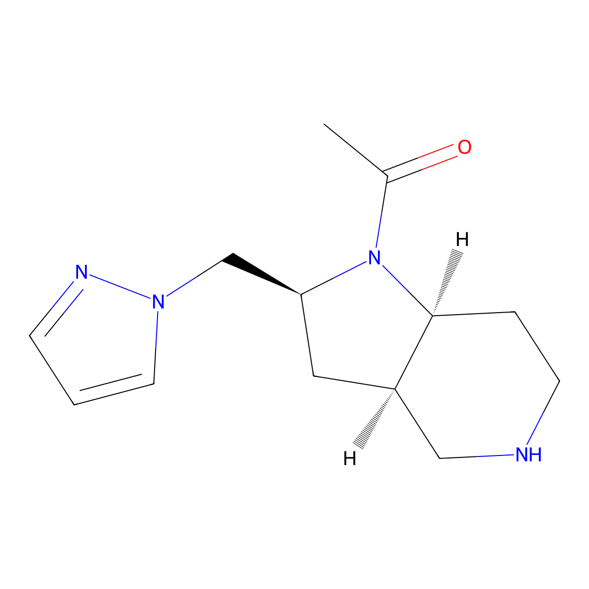 Rel-1-((2S,3Ar,7As)-2-((1H-Pyrazol-1-Yl)Methyl)Octahydro-1H-Pyrrolo[3,2-C]Pyridin-1-Yl)Ethanone molecular structure, CAS 1422067-14-8