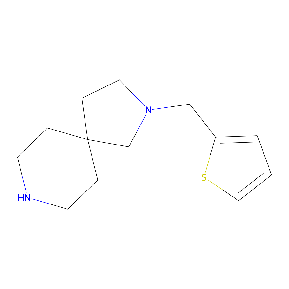 2-(Thiophen-2-ylmethyl)-2,8-diazaspiro[4.5]decane molecular structure, CAS 1422067-16-0