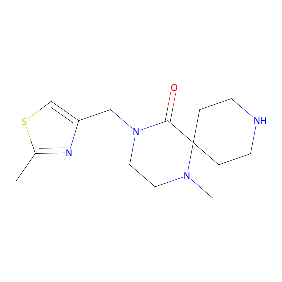 1-Methyl-4-((2-methylthiazol-4-yl)methyl)-1,4,9-triazaspiro[5.5]undecan-5-one molecular structure, CAS 1422067-31-9
