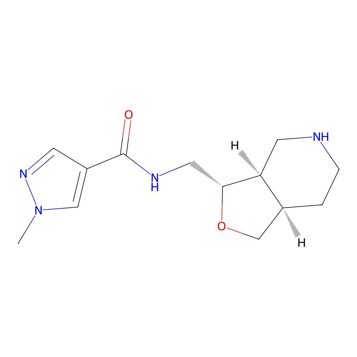 N-[[(3S,3aR,7aR)-1,3,3a,4,5,6,7,7a-octahydrofuro[3,4-c]pyridin-3-yl]methyl]-1-methylpyrazole-4-carboxamide molecular structure, CAS 1422067-42-2