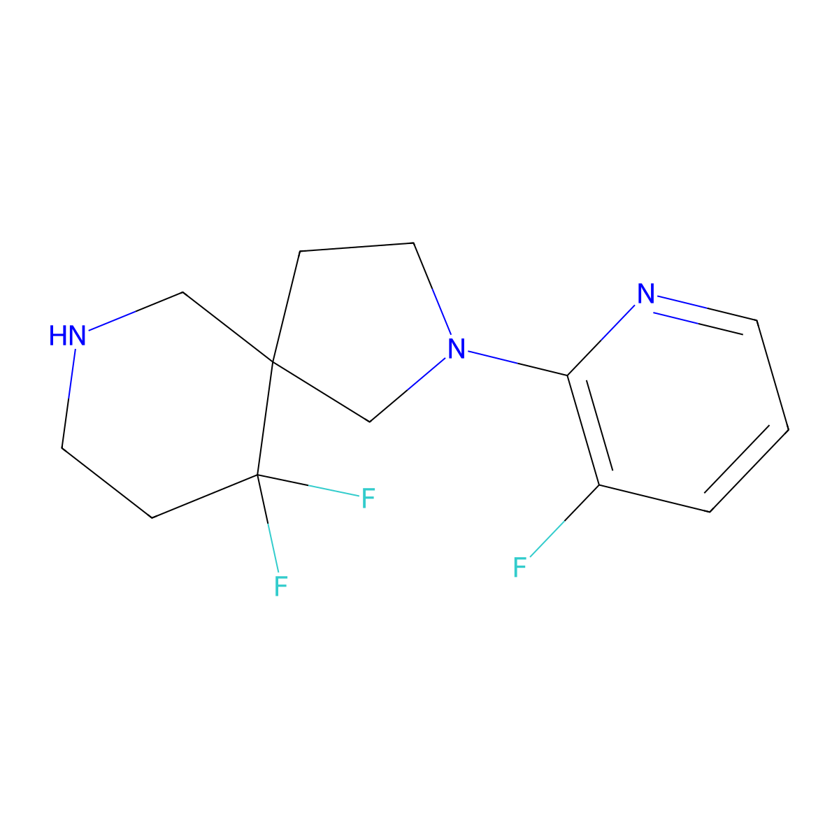 6,6-Difluoro-2-(3-fluoropyridin-2-yl)-2,9-diazaspiro[4.5]decane molecular structure, CAS 1422067-46-6