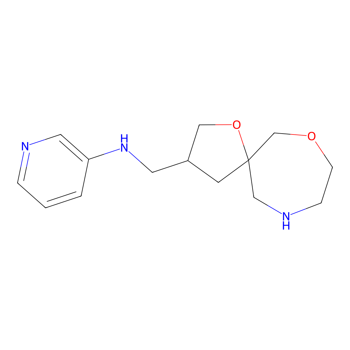 N-(1,7-dioxa-10-azaspiro[4.6]undecan-3-ylmethyl)pyridin-3-amine molecular structure, CAS 1422067-70-6