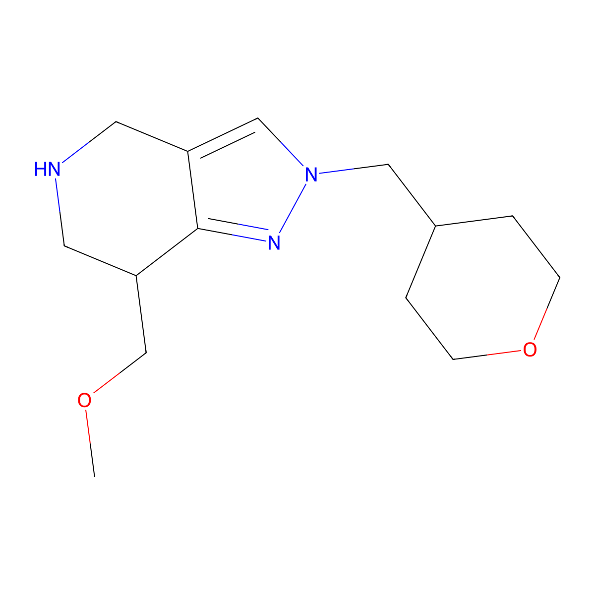 7-(Methoxymethyl)-2-((tetrahydro-2H-pyran-4-yl)methyl)-4,5,6,7-tetrahydro-2H-pyrazolo[4,3-c]pyridine molecular structure, CAS 1422067-79-5