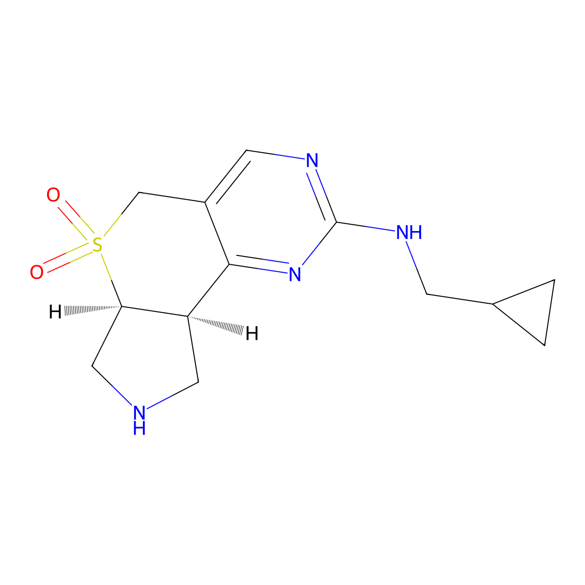 Rel-(6As,9Ar)-2-((Cyclopropylmethyl)Amino)-5,6A,7,8,9,9A-Hexahydropyrrolo[3',4':5,6]Thiopyrano[4,3-D]Pyrimidine 6,6-Dioxide molecular structure, CAS 1422067-88-6