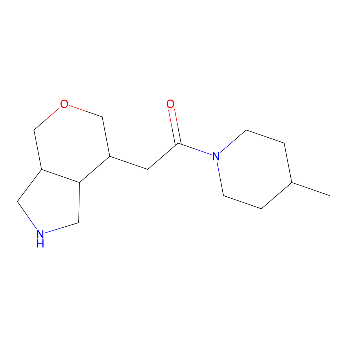 Rel-1-(4-Methylpiperidin-1-Yl)-2-((3Ar,7S,7As)-Octahydropyrano[4,3-C]Pyrrol-7-Yl)Ethanone molecular structure, CAS 1422068-05-0