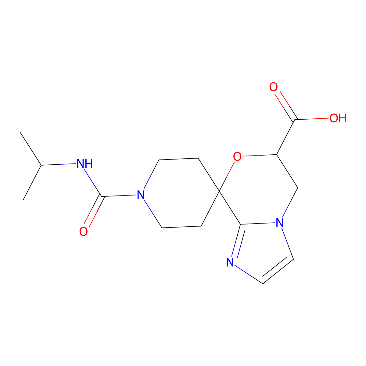1'-(Isopropylcarbamoyl)-5,6-Dihydrospiro[Imidazo[2,1-C][1,4]Oxazine-8,4'-Piperidine]-6-Carboxylic Acid molecular structure, CAS 1422068-75-4