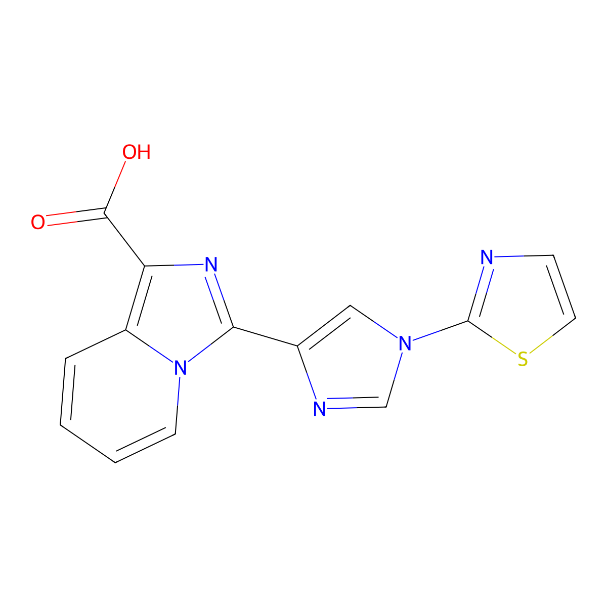 3-(1-(Thiazol-2-yl)-1H-imidazol-4-yl)imidazo[1,5-a]pyridine-1-carboxylic acid molecular structure, CAS 1422068-91-4