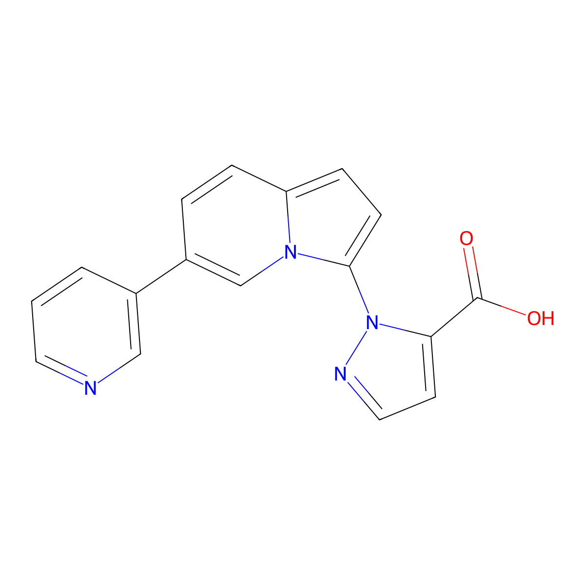 1-(6-(Pyridin-3-yl)indolizin-3-yl)-1H-pyrazole-5-carboxylic acid molecular structure, CAS 1422069-02-0